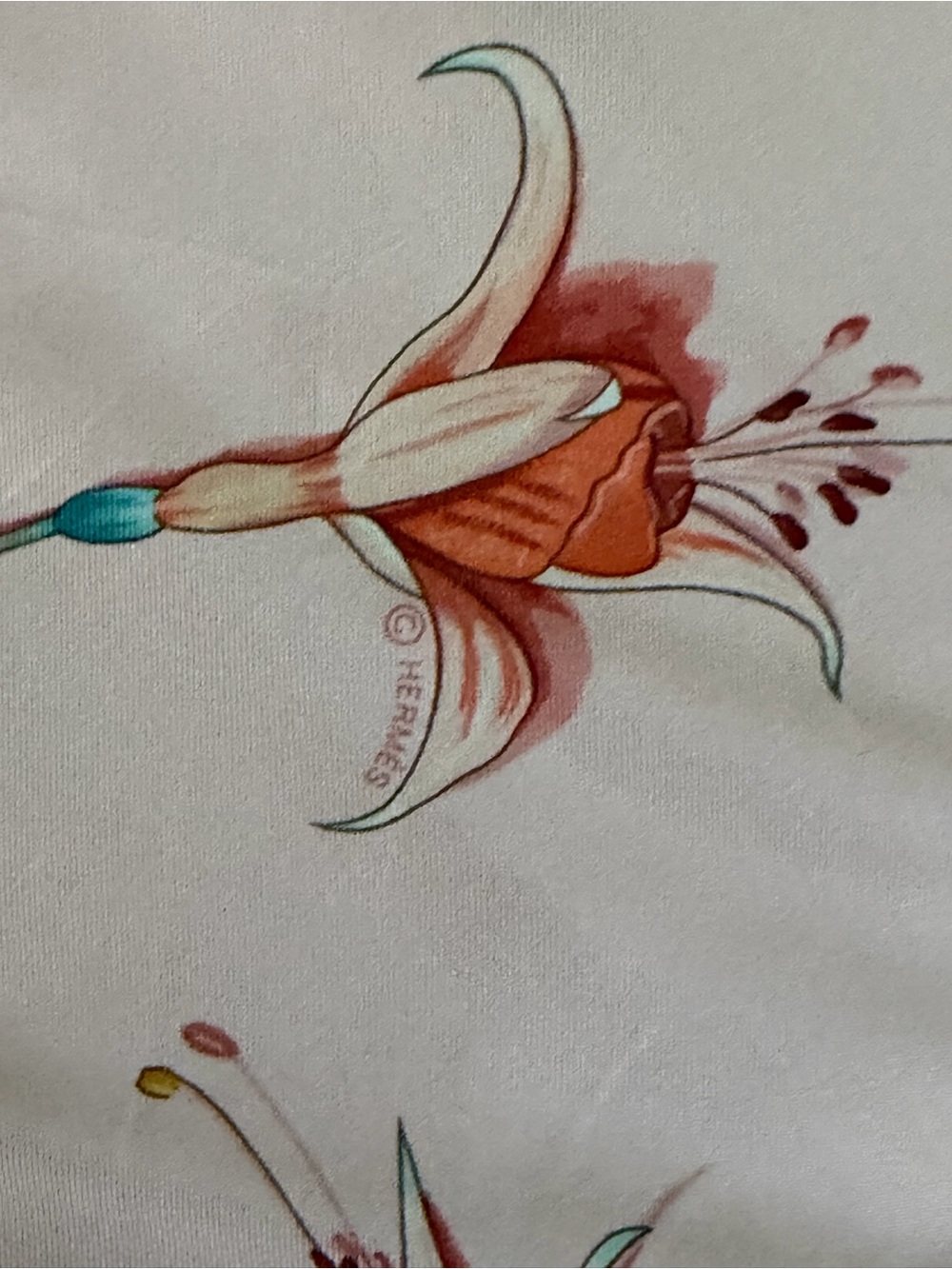 Hermes Fleurs De Fuchsia Silk Scarf. - Picture 5 of 16